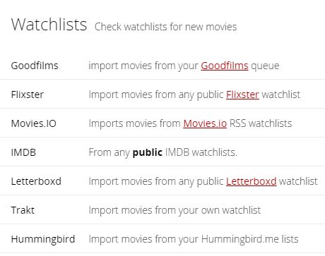 Couchpotato Usenet watchlists